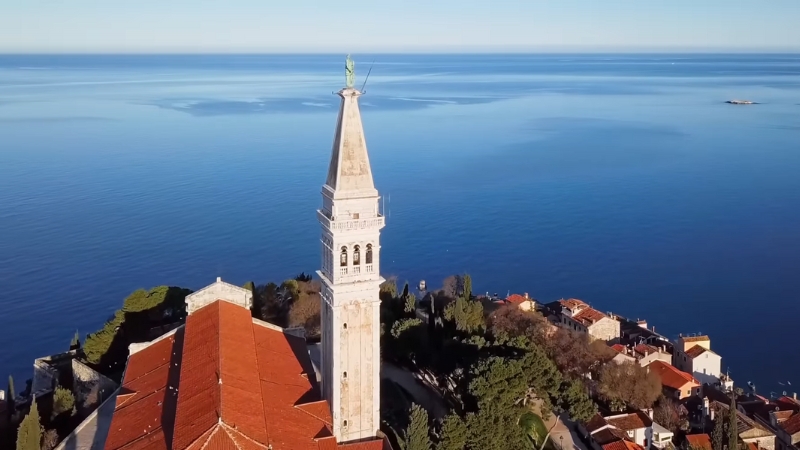 Rovinj bell tower by the Adriatic Sea, a highlight among top things to do in Croatia